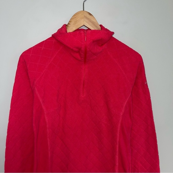 Columbia Fleece Sweater Women's Size Small Red Pink 1/4 Zip Lightweight Pullover - Picture 3 of 8